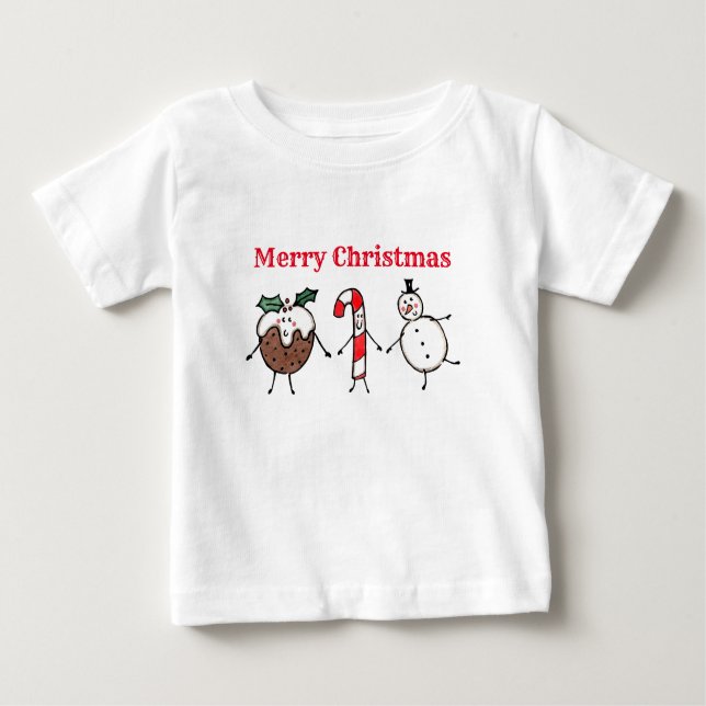 Camiseta de Natal, Neve e Camiseta de Canas Doces (Frente)