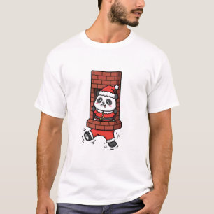 Camiseta de Natal Panda Chaminé de Papai Noel