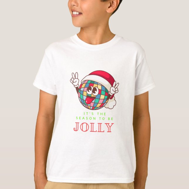 Camiseta de Natal para Crianças: Jolly e Bright (Frente)