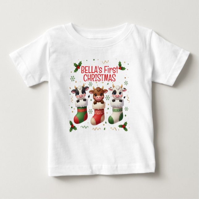 Camiseta de Natal Personalizada do Primeiro Boi do (Frente)
