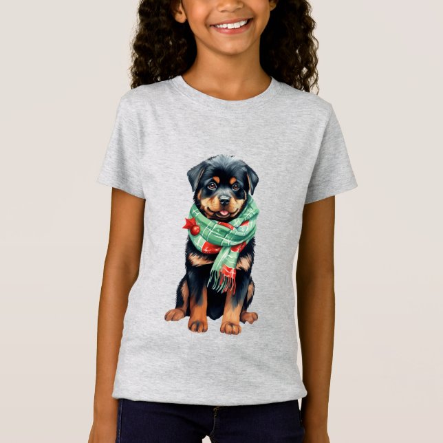 Camiseta de Natal Rottweiler - Feriado Divertido (Frente)