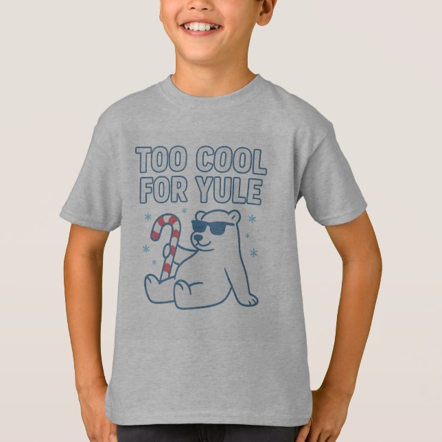 Camiseta de Natal Too Cool for Yule – Urso Polar D (Frente)