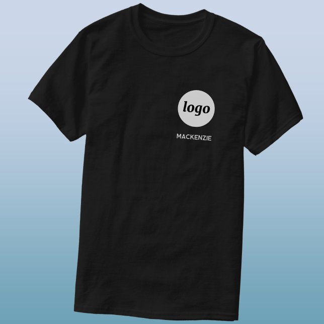 Camiseta de negócios com nome ou texto simples (Simple logo custom text business branding promotional staff employee representative uniform t-shirt)
