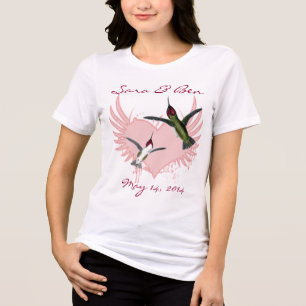 Camiseta de Noiva Beija-flores & Coração Grunge
