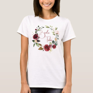 Camiseta De Noiva Tribal Borgonha Floral Casamento