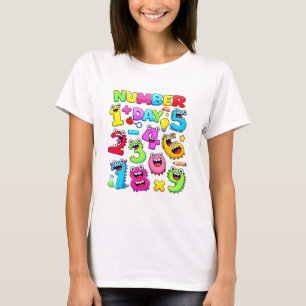 Camiseta de números de desenho animado engraçado d
