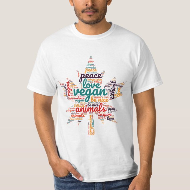 Camiseta de nuvem de palavras vegetariana (Frente)