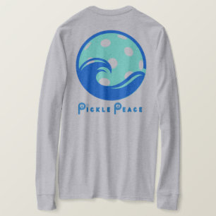 Camiseta de onda azul-escaravana longa-manga