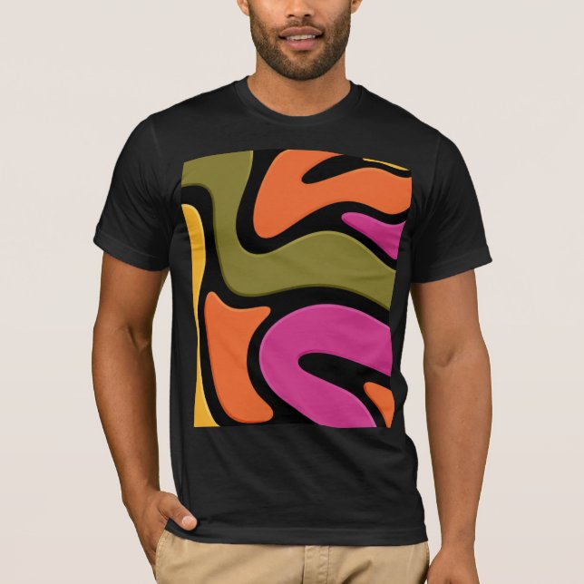 Camiseta de onda de cor abstrata. (Frente)