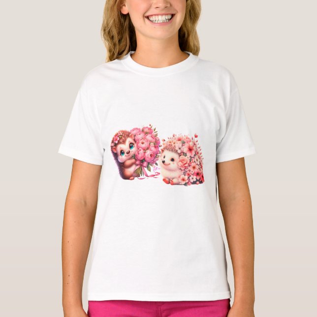 Camiseta de Ourigos de Aguarela Fofos Apaixonados (Frente)