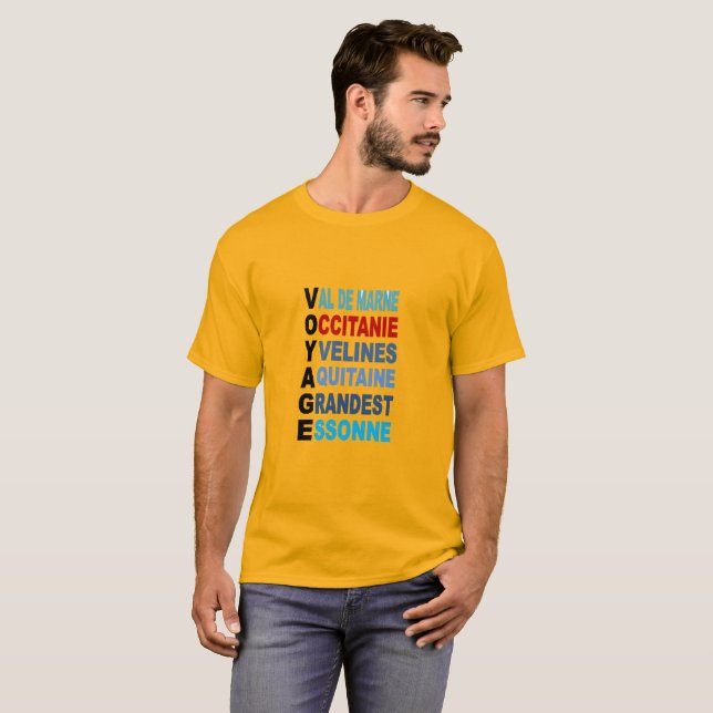 Camiseta de ouro básica, VIAGEM FRANCÊS (Frente Completa)