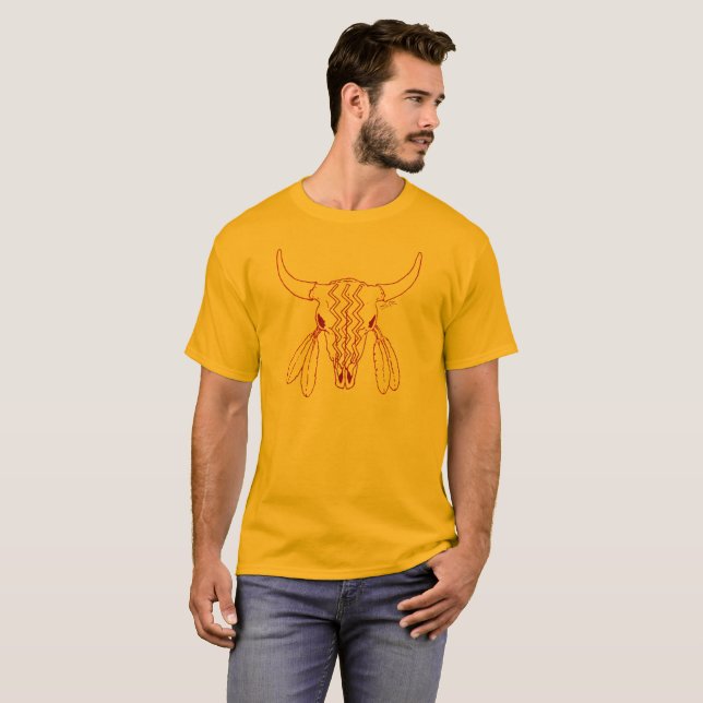 Camiseta de ouro da linha Red Ghost Dance Buffalo (Frente Completa)
