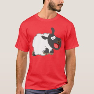 Camiseta de Ovelha de Desenho Animado Rindo Fofa