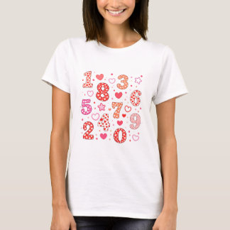 Camiseta de padrão de números de matemática fofa p