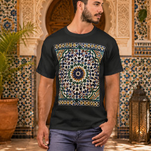 Camiseta de Padrão Geométrico Marroquino Mosaico