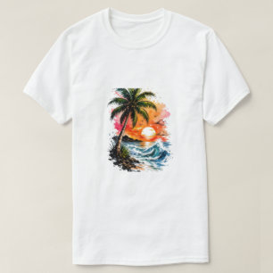 Camiseta de Palma do Pôr do Sol Tropical
