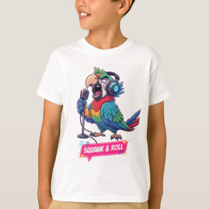 Camiseta de Papagaio Engraçado Cantando Karaokê 