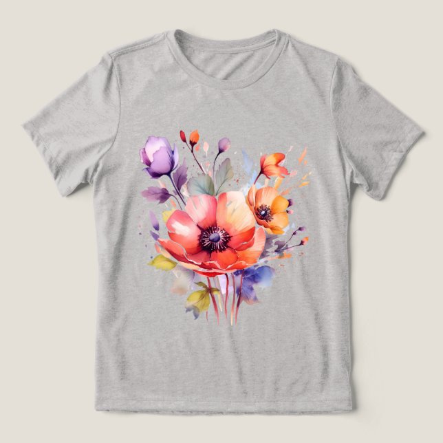 Camiseta de papoila-d'água é uma floral delicada (Design frontal)