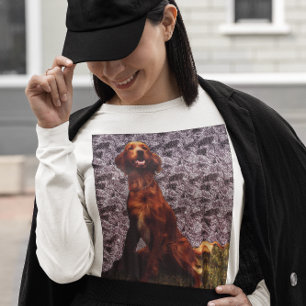 Camiseta de parede de concreto e setter irlandês