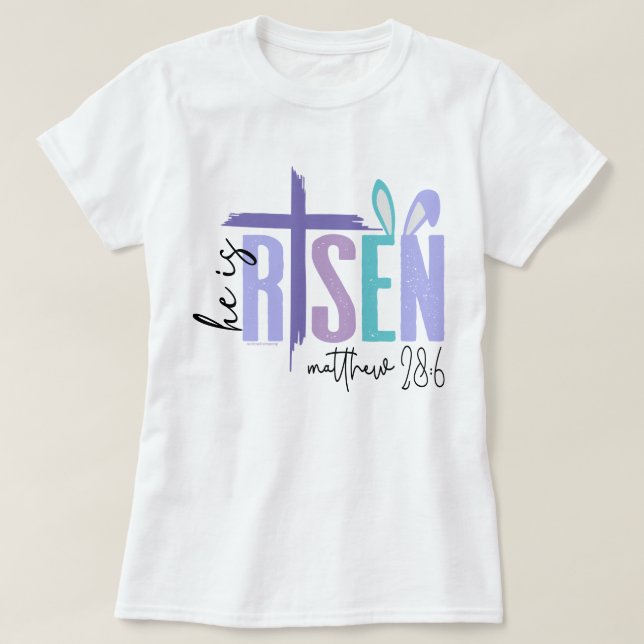Camiseta de Páscoa da Fé Cristã - Ele Ressuscitou (Frente do Design)