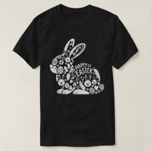Camiseta de Páscoa de coelho floral fofo para mulh