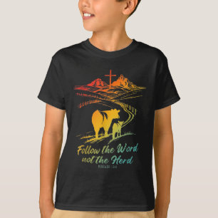 Camiseta de Páscoa Siga a Palavra Não o Rebanho Ro
