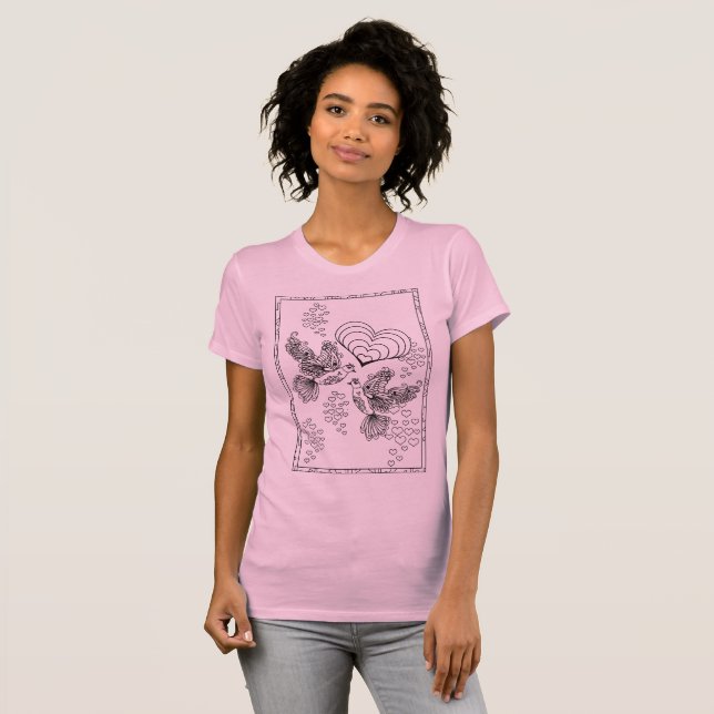 Camiseta de Pássaros de Amor (Frente Completa)