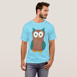 Camiseta de pássaros do Coruja Marrom Azul