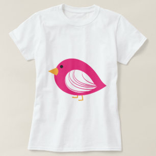 Camiseta de pássaros excêntricos coloridos rosa