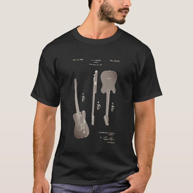 Camiseta De Patentes Elétricas De Violão Muito Leg (Frente)