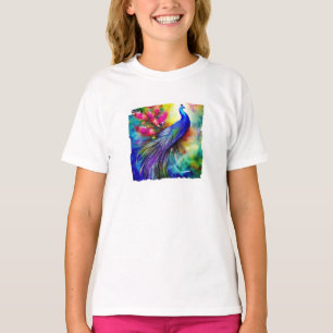 Camiseta de pavão brilhante