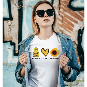 Camiseta de Paz Amarelo Sunflower, com Gráfico Mod
