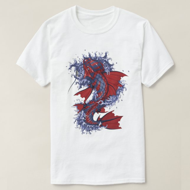 Camiseta de peixe chinês - Trabalho de arte de Koi (Frente do Design)