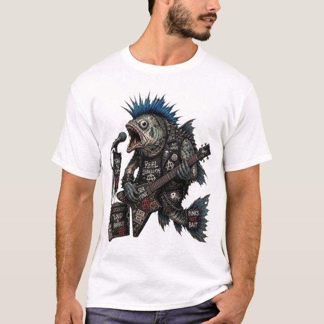 Camiseta de Peixe-Lanterna do Punk Rock (Frente)