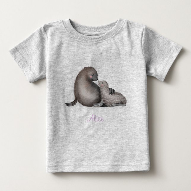 Camiseta de pele de mãe e de bebê (cor) (Frente)