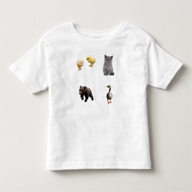 Camiseta De Pequeno Urso, Amigos Animais Bons (Frente)