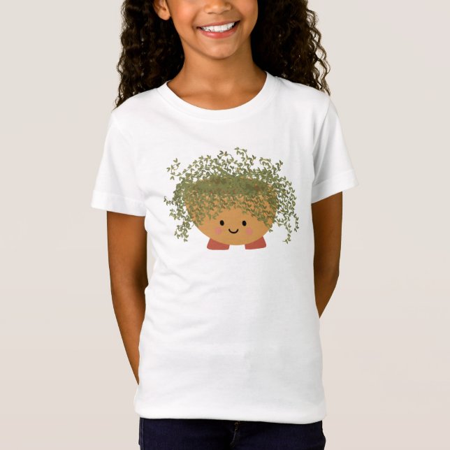 Camiseta de Personagem de Vaso de Planta Fofa  (Frente)