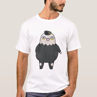 Camiseta de personagem mascote preto fofo.