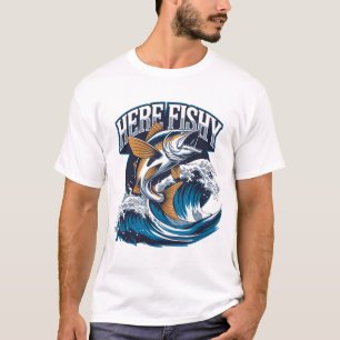 Camiseta De Pesca Aqui-Camiseta Gráfico Engraçada 