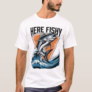 Camiseta De Pesca Aqui-Camiseta Gráfico Engraçada 