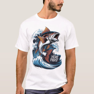 Camiseta De Pesca Aqui-Camiseta Gráfico Engraçada