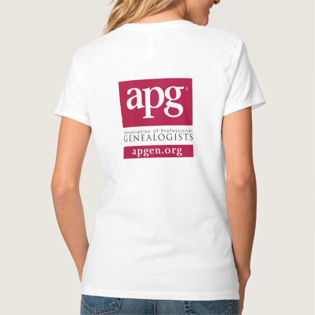 Camiseta de pescoço V feminino da APG - Capa curta (Verso)
