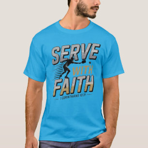 Camiseta de Pickleball Cristã Servir Com Fé