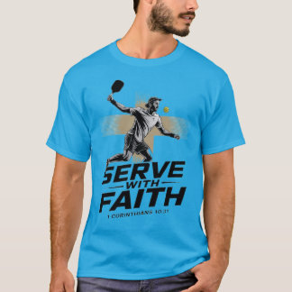 Camiseta de Pickleball Cristã Sirva Com Fé