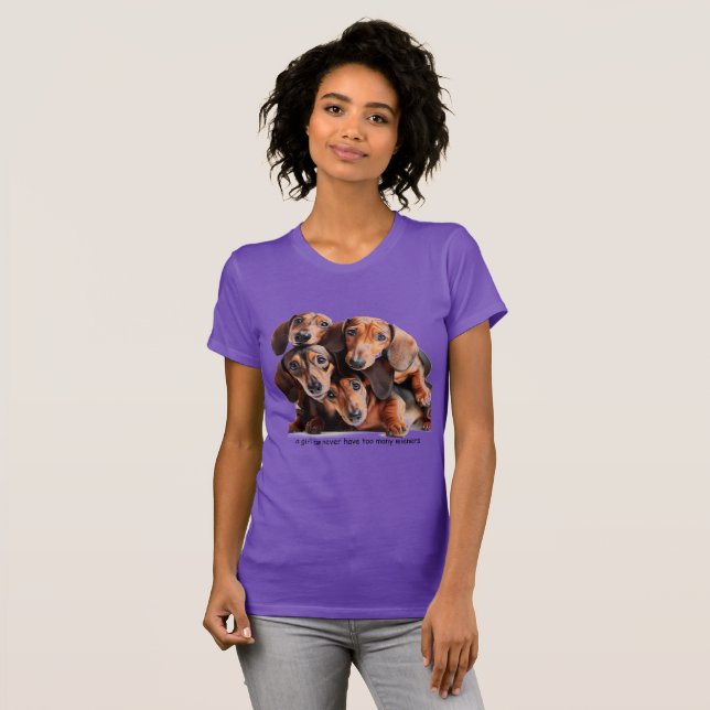 Camiseta de pilha de cachorros salsicha (Frente Completa)