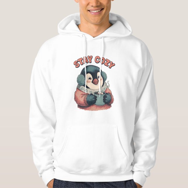 Camiseta de Pinguim Fofo e Aconchegante Bebendo Ca (Frente)