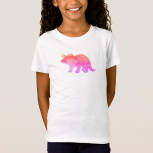 Camiseta de pintura do Rainbow Dinossauro Rosa