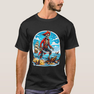 Camiseta de Pirata Esqueleto Caveira Halloween Pir