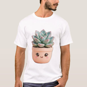 Camiseta de Planta Interna Kawaii Suculenta
