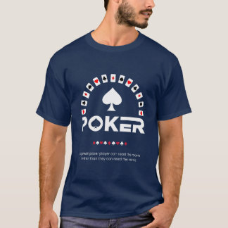 Camiseta de Poker Tipografia Moderna Preta e Branc